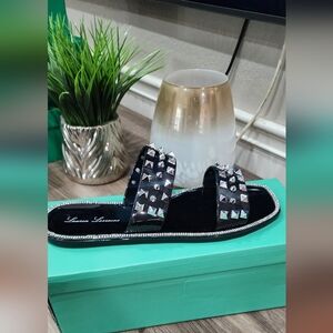 Lauren Lorraine Black Studded Sandals